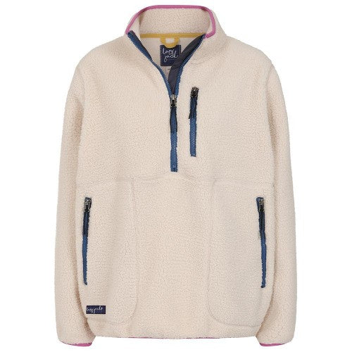Front - Lazy Jacks Womens/Ladies Sherpa Fleece Half Zip Sweatshirt