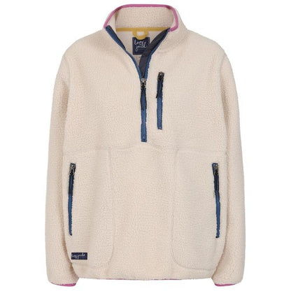 Front - Lazy Jacks Womens/Ladies Sherpa Fleece Half Zip Sweatshirt