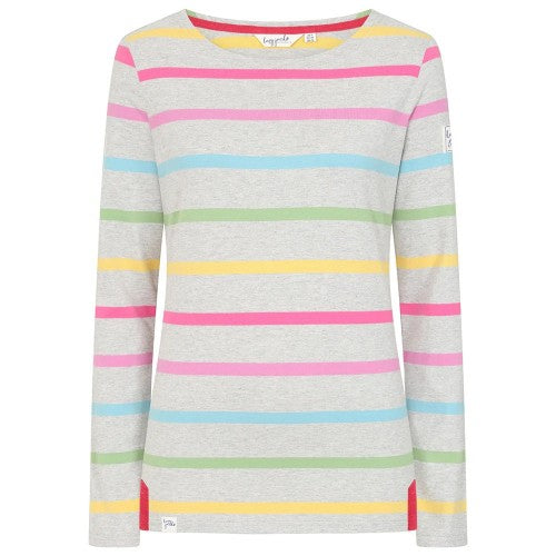 Multicoloured-Multicoloured - Front - Lazy Jacks Womens-Ladies Stripe Long-Sleeved T-Shirt