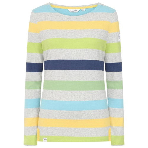 Winter Watercolour - Front - Lazy Jacks Womens-Ladies Stripe Long-Sleeved T-Shirt