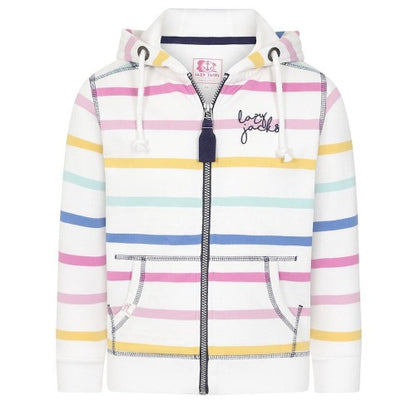 Front - Lazy Jacks Girls Pastel Stripes Drawstring Hoodie