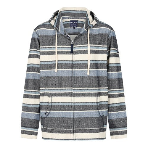 Front - Lazy Jacks Mens Stripe Detail Textured Snug Fit Full Zip Hoodie