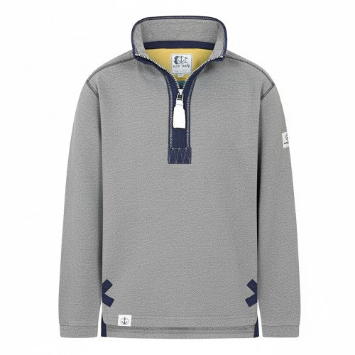 Grey-Grey - Front - Lazy Jacks Boys Quarter Zip Sweatshirt