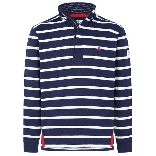 Front - Lazy Jacks Mens Striped Quarter Zip Sweatshirt