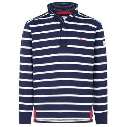 Front - Lazy Jacks Mens Striped Quarter Zip Sweatshirt