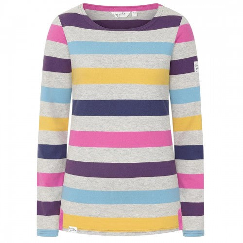 Front - Lazy Jacks Womens/Ladies Breton Multi Stripe Long-Sleeved Top