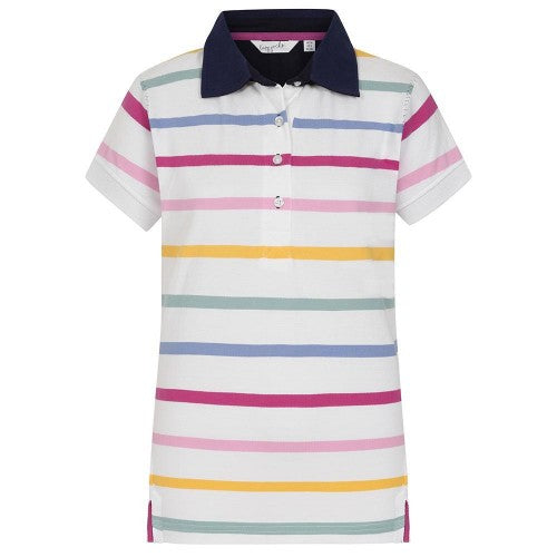 Front - Lazy Jacks Womens/Ladies Pastel Stripes Polo Shirt