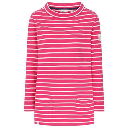 Front - Lazy Jacks Womens/Ladies Striped Roll Neck Sweatshirt