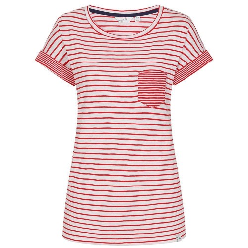 Front - Lazy Jacks Womens/Ladies Striped Roll Sleeve T-Shirt