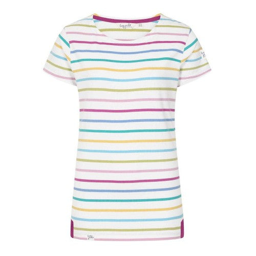 Front - Lazy Jacks Womens/Ladies Breton Colour Block Stripe Short-Sleeved T-Shirt