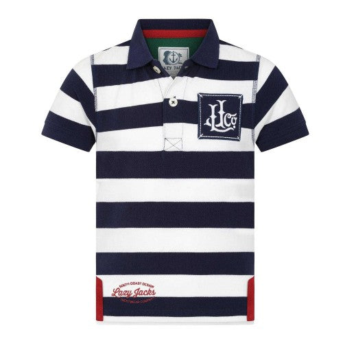 Front - Lazy Jacks Boys Wide Stripe Polo Shirt