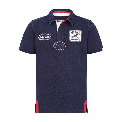 Front - Lazy Jacks Boys Back Print Short-Sleeved Rugby Polo Shirt