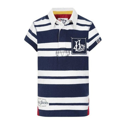 Front - Lazy Jacks Boys Double Stripe Short-Sleeved Rugby Polo Shirt