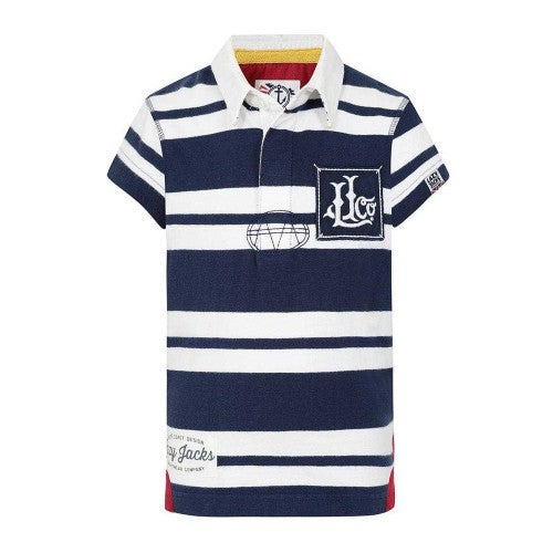 Front - Lazy Jacks Boys Double Stripe Short-Sleeved Rugby Polo Shirt
