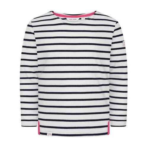Front - Lazy Jacks Girls Breton Contrast Striped Long-Sleeved Top
