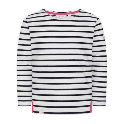 Front - Lazy Jacks Girls Breton Contrast Striped Long-Sleeved Top