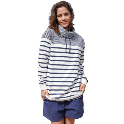 Front - Lazy Jacks Womens/Ladies Striped Drawstring Sweatshirt