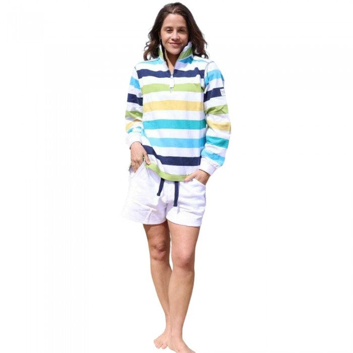 Front - Lazy Jacks Womens/Ladies Striped Quarter Zip Sweatshirt