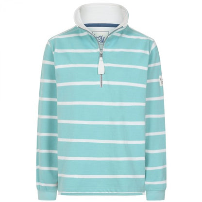 Front - Lazy Jacks Womens/Ladies Striped Quarter Zip Long-Sleeved Sweatshirt