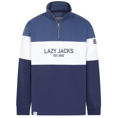 Front - Lazy Jacks Mens Contrast Quarter Zip Sweatshirt