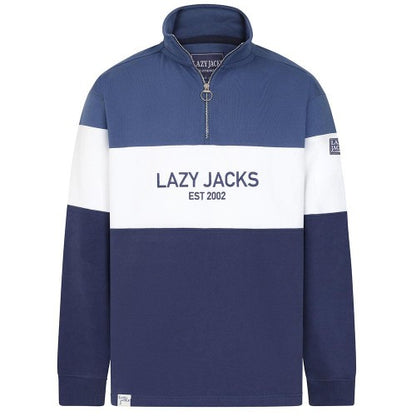 Front - Lazy Jacks Mens Contrast Quarter Zip Sweatshirt