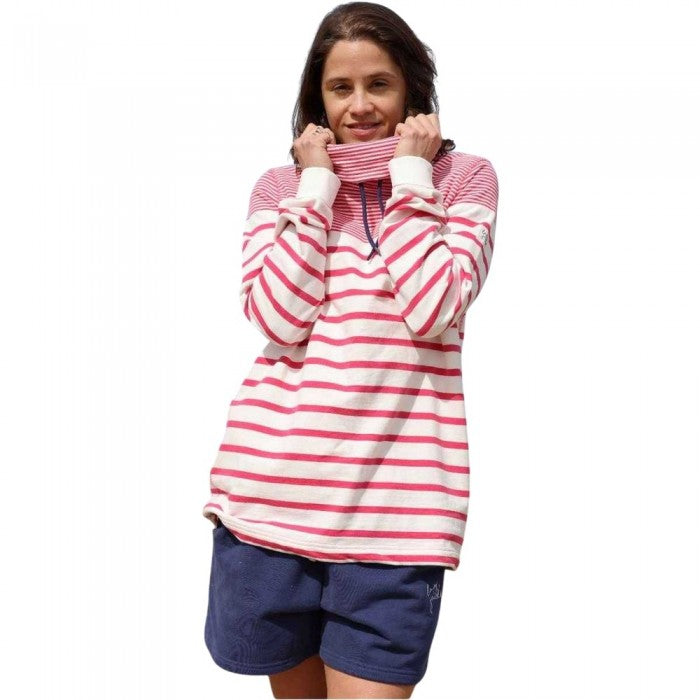 Front - Lazy Jacks Womens/Ladies Striped Roll Neck Sweatshirt