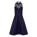 Front - Little Mistress Womens/Ladies Navy Grid Mesh Midi Dress