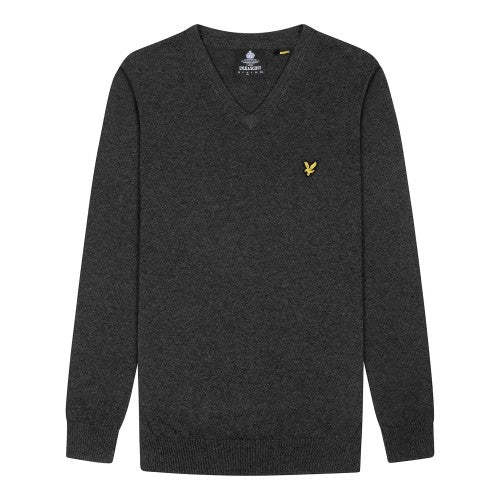 Front - Lyle & Scott Mens Cotton Merino V Neck Jumper