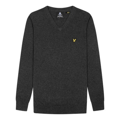 Front - Lyle & Scott Mens Cotton Merino V Neck Jumper