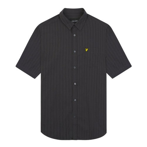 Front - Lyle & Scott Mens Stripe Textured Short-Sleeved Shirt