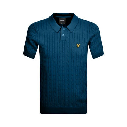 Front - Lyle & Scott Mens Cable Knit Polo Shirt