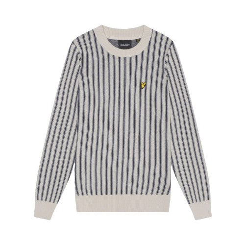 Front - Lyle & Scott Mens Vertical Stripe Crew Neck Jumper