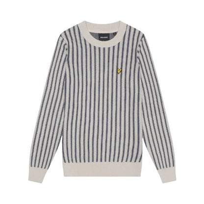 Front - Lyle & Scott Mens Vertical Stripe Crew Neck Jumper