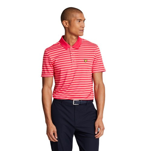 Front - Lyle & Scott Mens Broad Stripe Golf Polo Shirt