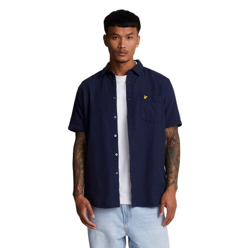 Front - Lyle & Scott Mens Basket Weave Short-Sleeved Shirt