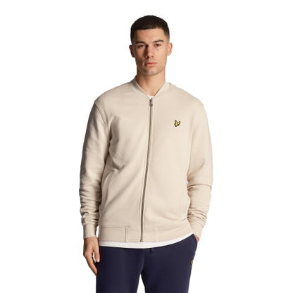 Front - Lyle & Scott Mens Loopback Jersey Bomber Jacket