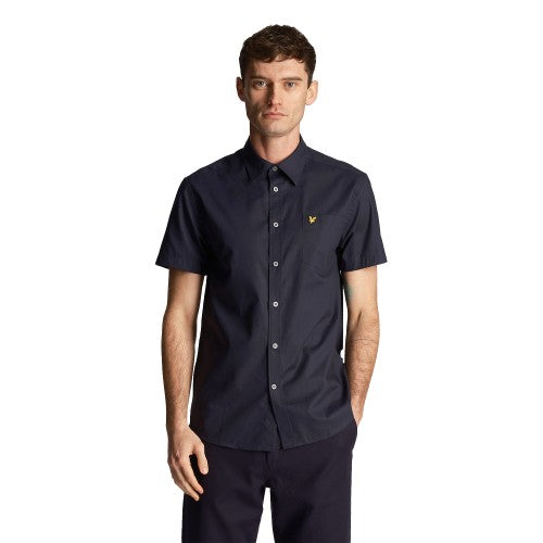Front - Lyle & Scott Mens Plain Poplin Short-Sleeved Shirt
