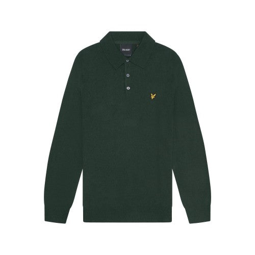 Front - Lyle & Scott Mens Knitted Cotton Merino Long-Sleeved Polo Shirt