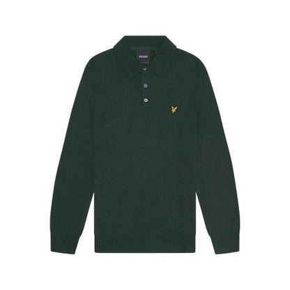 Front - Lyle & Scott Mens Knitted Cotton Merino Long-Sleeved Polo Shirt