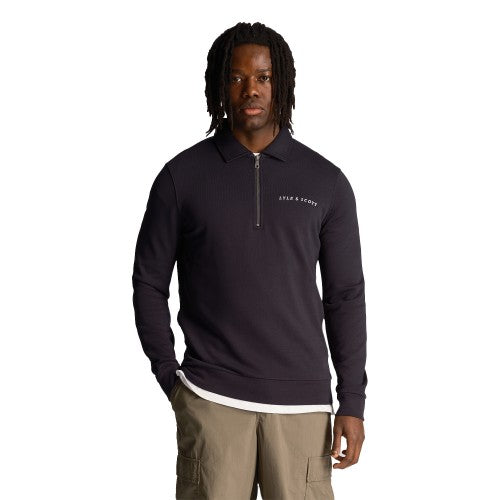 Front - Lyle & Scott Mens Embroidered Loopback Collared Sweatshirt