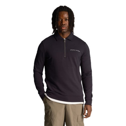 Front - Lyle & Scott Mens Embroidered Loopback Collared Sweatshirt