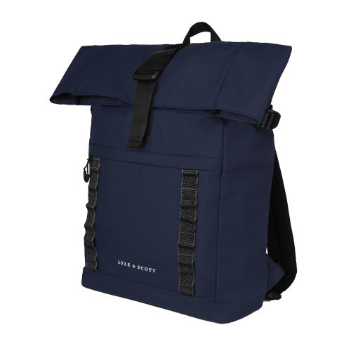 Front - Lyle & Scott Roll Top Ripstop Logo Backpack