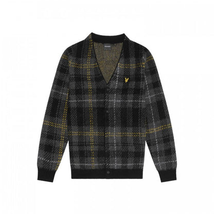 Front - Lyle & Scott Mens Tartan Brushed Cardigan