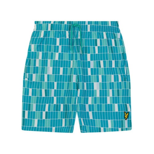 Front - Lyle & Scott Mens Pool Print Swim Shorts