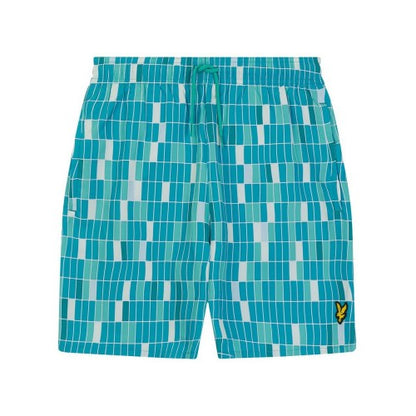 Front - Lyle & Scott Mens Pool Print Swim Shorts