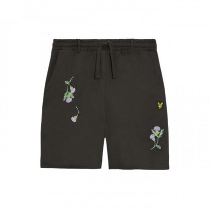 Front - Lyle & Scott Mens Thistle Club Thistle Embroidered Shorts
