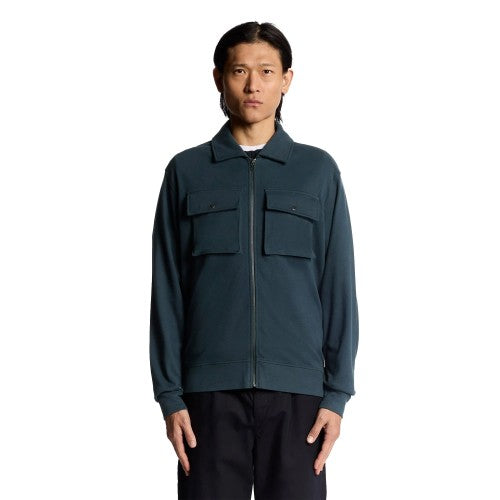 Front - Lyle & Scott Mens Jersey Interlocking Overshirt