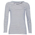 Front - SOLS Womens/Ladies Marine Striped Long-Sleeved T-Shirt
