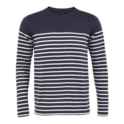 Front - SOLS Mens Matelot Striped Long-Sleeved T-Shirt