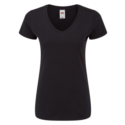 Front - Fruit of the Loom Womens/Ladies Iconic 150 V Neck T-Shirt